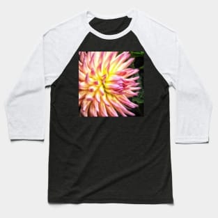 Dazzling Pink and Yellow Spikey Dahlia Flower Baseball T-Shirt